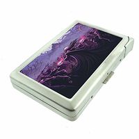 Sorceress Purple Magic Em1 Hip Silver Cigarette Case With Built In Lighter 4.75" X 2.75" Id Holder Metal Wallet RFID Protection