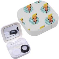 Portable Contact Lens Case Box Travel Kit Mirror + Bottle + Tweezers Container Holder [ Thunder Lined Circle ]