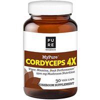 MyPure Cordyceps 4X Organic Mushroom Supplement by Pure Essence - 100% Real Mushroom Extract for Immune System Support, Combat Stress, Build Energy - 30 Caps