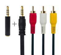 3.5 mm to RCA AV Camcorder Video Cable,3.5mm Male to 3RCA Male Plug Stereo Audio Video AUX Cable for Smartphones,MP3, Tablets,Speakers,Home Theater (3.5 Straight to 3RCA with Shield 1m)