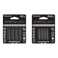 Panasonic BK-3HCCA8BA eneloop pro AA High Capacity Ni-MH Pre-Charged Rechargeable Batteries, 8 Pack & BK-4HCCA4BA eneloop pro AAA High Capacity Ni-MH Pre-Charged Rechargeable Batteries, 4 Pack