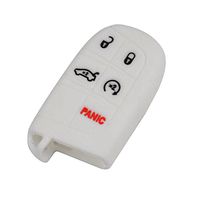 KEMANI Silicone Case Protect Holder Cover For Jeep Chrysler Fiat Remote Smart Key 5 Buttons (No key) (White)