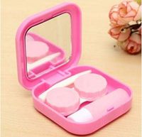 STCorps7 Color: Pink, Portable Cute Travel Contact Lens Case Eye Care Kit Holder Mirror Box