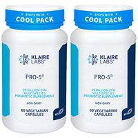 Klaire Labs Pro-5 Probiotic - 25 Billion CFU High Dose Multispecies Gut Recolonization Support for Men & Women, Hypoallergenic & Dairy-Free (60 Capsules, 2 Pack)