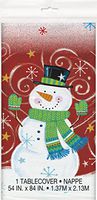 Snowman Swirl Holiday Plastic Tablecloth, 84" x 54"