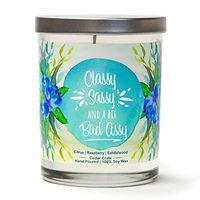 Classy Sassy and A Bit Bad Assy | Citrus, Raspberry, Sandalwood | Luxury Scented Soy Candles |10 Oz. Jar Candle | Made in USA | Best Friend Gifts for Women | Funny Gifts for Friends | Funny Candles