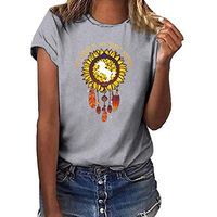 Shusuen Sunflower Print Tank Top Funny Graphic Tanks Women Crew Neck Sleeveless Tee Shirt Vest Gray