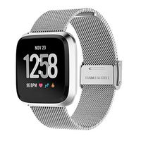 Lyperkin Compatible with Fitbit Versa/Versa Lite Bands, Luxury Stainless Steel Mesh Strap Bracelet Replacement Wristband Accessories Compatible with Fitbit Versa/Versa Lite Smart Watch S-02