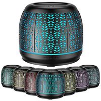 ASAKUKI 500ml Essential Oil Diffuser, Decorative Metal Cover, 5 in 1 Ultrasonic Aromatherapy Scented Oil Diffuser Fragrance Humidifier for Home Yoga Spa, Waterless Auto-Off, 7 LED Lights