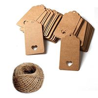 Teekia 100pcs 4" x 2" Kraft Paper Gift Tags Christmas Gift Tags Wedding Brown, with 100 Feet Jute Twine