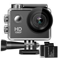 Action Camera, 1080P HD Waterproof Sports Cam 2 Inch LCD Screen , 140 Degree Wide Angle Lens , 98ft Underwater DV Camcorder With 2 Rechargeable Batteries and 9 Accessory Kit (black)