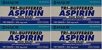 Tri Buffered Aspirin Tablets Generic for Bufferin 325 mg 100 Tablets per Bottle Pack of 4 Total 400 Tablets