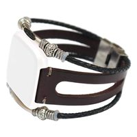 Eiowords Leather Bands Compatible with Fitbit Versa, Handmade Wristband Replacement Bracelet Straps Women (Wine)