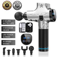 Massage Gun Deep Tissue Percussion Muscle Massager for Pain Relief, Includes 6 Massage Heads (Silver), Simply Plus
