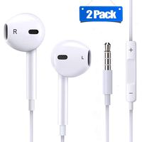 2 Pack Earphones/Earbuds/Headphones/Headsets to 3.5mm with Stereo Mic&Remote Control Compatible with Phone 6s/6plus/6/5s/se/5c/IPad/IPod Galaxy More Android Smartphones