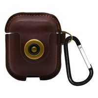 GBSELL ACC Leather Case Cover Protective Shell Skin Travel Storage with Keychain for Airpods (Brown)