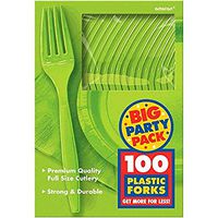 Big Party Pack Kiwi Green Plastic Forks, 100 Ct.