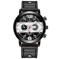 Fxbar,Cool Design Couple Fashion Watches Quartz Round Wrist Business Men's Watch(Black)