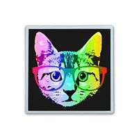 Contact Lens Box Holder Container Case Storage Eyecare Kit -Funny Rainbow Cat