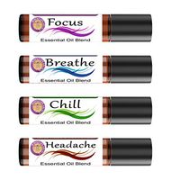 Headache Chill Breathe Focus Blends – 10ml each | Rollons | Migraine Relief | Relax | Respiratory | Chill | Pre-Diluted | Easy Rollon | Steel Ball Roller | Therapeutic Grade | No Diffuser Needed!