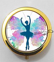 BlackKey Ballerina Dancer Girl Silhouette 3-Compartment Decorative Pocket Gift Box Case Organizer for Pill, Color 2 -2284