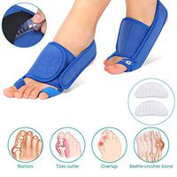 Bunion Corrector Splint Adjustable Three-Dimensional Pressure Hallux Valgus Orthosis Big Toe Straightener Unisex Neight and Day Time Bunion Pain Relief Toe Correction Strap,Blue