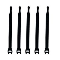8" Hook & Loop Fastener Cable Ties - 5 Pieces - Color: Black