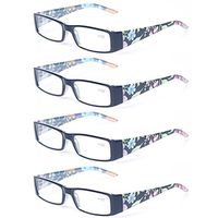 Kerecsen 4 Pack Fashion Women Reading Glasses Spring Hinge With Flower Print Ladies'Readers (4 Pack Green, 3.00)