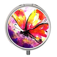 Pill Box for Purse, Medicine Case Storage, Multiple Use Candy, Clips, Small earings Case with 3 Compartments Can Customization - Butterfly