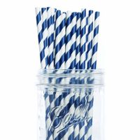Dress My Cupcake 6-Inch Vintage Paper Cakepop Straws, Navy Blue Striped, Case of 6200
