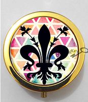 BlackKey Fleur De Lis Design 3-Compartment Decorative Pocket Gift Box Case Organizer for Pill, Color 2 -391