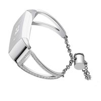 Eiowords Compatible for Fitbit Charge 3 Bands, Women Crystal Rhinestone Jewelry Replacement Stainless Steel Crystal Watch Band Wrist Strap for Fitbit Charge 3 (Silver)