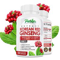 Korean Red Panax Ginseng Extract 1300 mg. Energy Performance 120 Caps. Supports Stamina, Focus, Problem Solving, Vigor, Overall Wellness, Immunity. with Ginger Root, Black Pepper, Made in USA