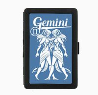 Gemini Astrological Sign Horoscope Black Cigarette Case Holder Wallet RFID-blocking