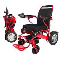 CHUDAN Electric Folding Wheelchair Lightweight Aluminum Motorized Power Wheelchairs with GPS Real-time Positioning Intelligent Elderly Compact Mobility aid Wheelchair Four-Wheeled Scooter,Red