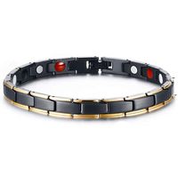 Reizteko Titanium Magnetic Therapy Health Bracelet - 2019 New Pure Row 4 Elements Magnetic Therapy Bracelets (B.Black&Gold for Women)