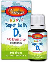 Carlson - Baby's Super Daily D3, Baby Vitamin D Drops, 400 IU (10 mcg) per Drop, 1-Year Supply, Vegetarian, Liquid Vitamin D Drops for Infants and Toddlers, Unflavored, 365 Drops