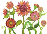 Fantasy Flowers - 5 Watercolor Note Card Set 4.25" X 5.5" with Envelopes