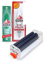 Gizeh Duo Roller (Rolls 2 Different Widths!) + 1 1/4 Size Extra Slim Cigarette Rolling Papers Pack (66 Leaves Per Pack) + Limited Edition Beamer Smoke Sticker. Used with Legal Smoking Herbs