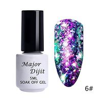 Nail Art,Putars Women Professional Sexy 6 Colors Galary Flake Glitter Aluminum Flakes Galary Holo Sequins DIY Polish UV Gel (F)