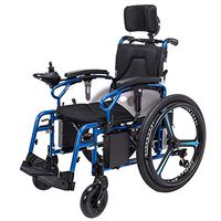 PLLP Medical Rehab Chair, Wheelchair,Heavy Duty Electric Wheelchair with Headrest, Foldable and Lightweight Powered Wheelchair,360° Joystick W/USB Charging Port,Seat Width 46Cm,Weight Capacity 150Kg