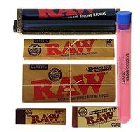 Bundle - 6 Items - RAW 2-Way Adjustable Roller with Rolling Paper, Tips and RPD KewlTube