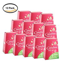 Pack of 12 - Carefree Thong Panty Liners Unscented with Wings - 49 Count