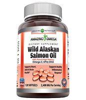 Amazing Omega Wild Alaskan Salmon Oil-2400 mg Salmon Oil Per Serving,120 Softgels(Non-GMO,Gluten Free)-Supports Heart, Joint & Brain Health and Promotes Healthy inflammatory Response