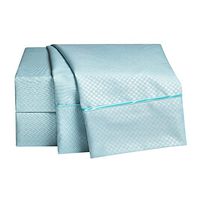 1800 COUNT 4 PIECE DEEP POCKET BED SHEET SET - CHECKERED COLLECTION/ Twin Aqua
