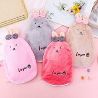 Durable Plush Hot Water Bag, Warm Transparant Hot Water Bottle with Removable & Washable Plush Rabbit Cover, Hot Water Pouch for Pain Relief,Arthritis, Headaches, Hot and Cold Therapy (Beige)