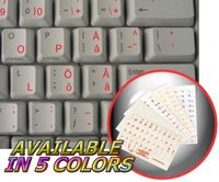 4Keyboard Swedish - Finnish Keyboard Stickers with RED Lettering ON Transparent Background