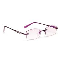 Liansan Fashion Rimless Diamond Trimming Anti-Radiation Blue Light Blocking Weight Metal Reading Glasses for Women L7027 Wine Red 3.50