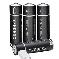 YZFDBSX USB Rechargeable AA Batteries 1500mAh High Capacity 1.5Hrs Fast Charging,1000 Cycles Included 4 in 1 Micro USB Cable,Li-ion Battery with Rotate Port (4 Pack) (AA, Black)