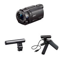 Sony 4K HD Video Recording FDRAX33 Handycam Camcorder with ECMGZ1M microphone and GPVPT1 Grip & Tripod for Camcorders (Black)